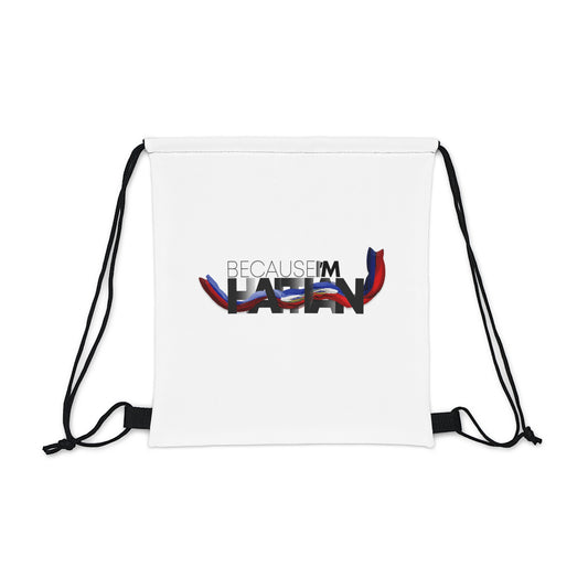 Because I'm Haitian Drawstring Bag (White)